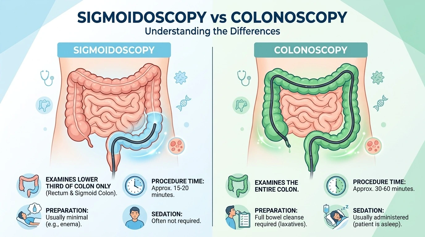 Sigmoidoscopy vs Colonoscopy