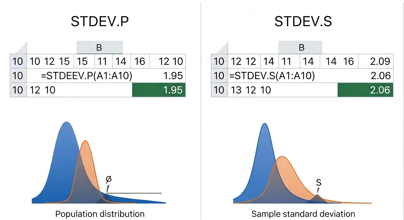 STDEV.P vs STDEV.S