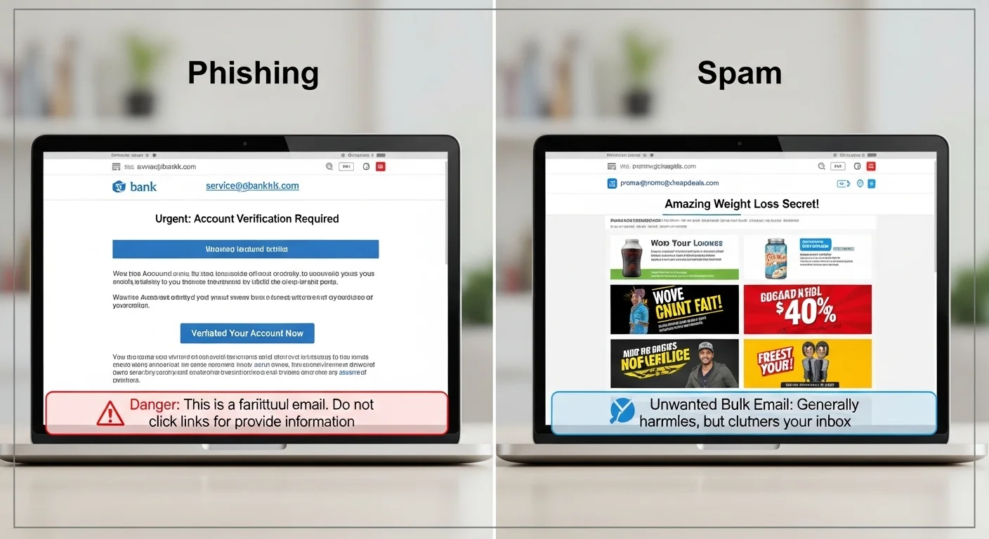 Differences Between Phishing and Spam