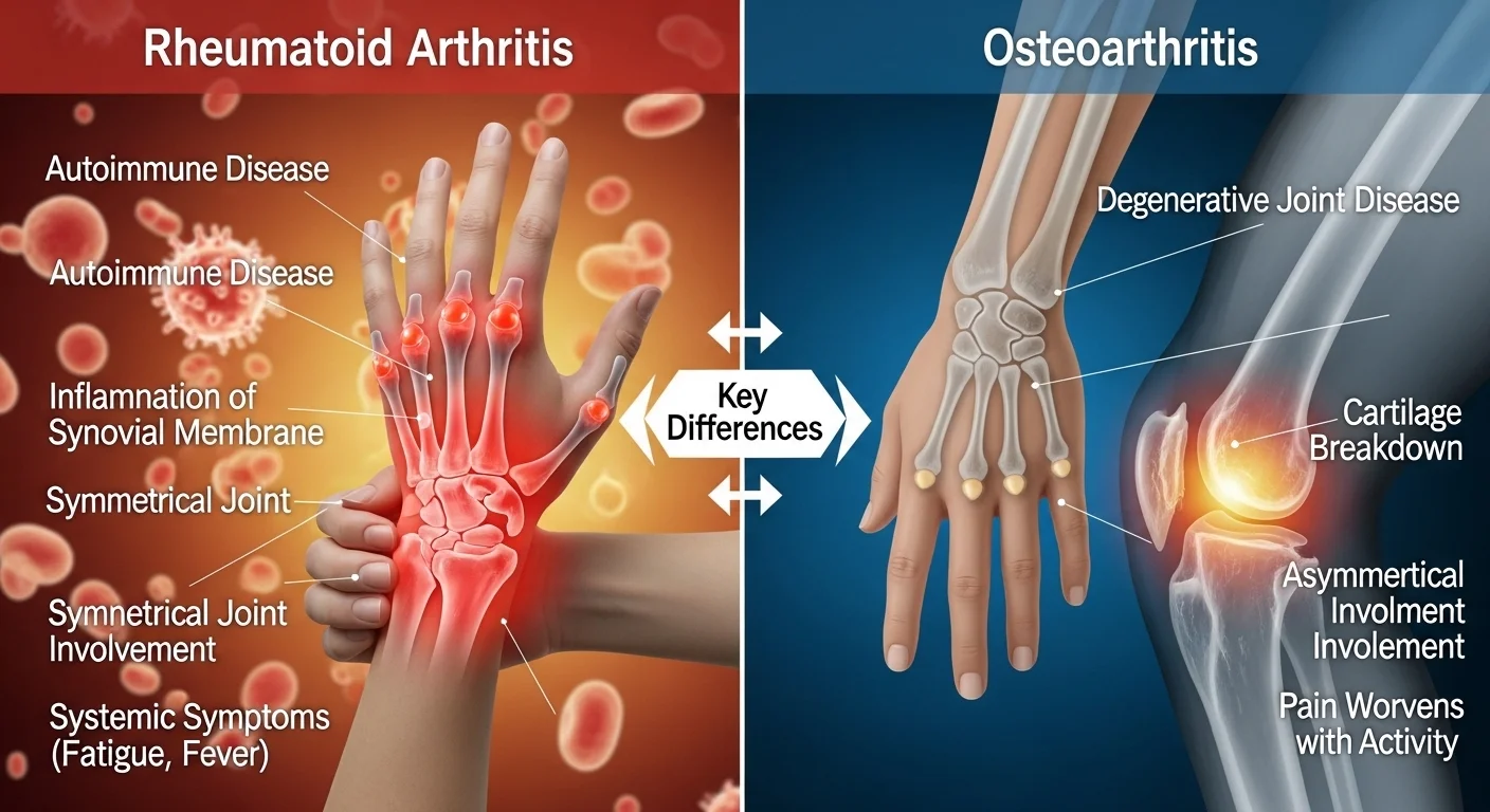 Differences Between Rheumatoid Arthritis and Osteoarthritis