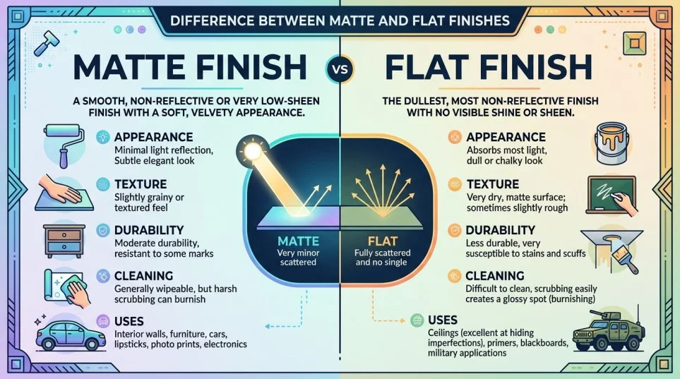 Difference Between Matte and Flat