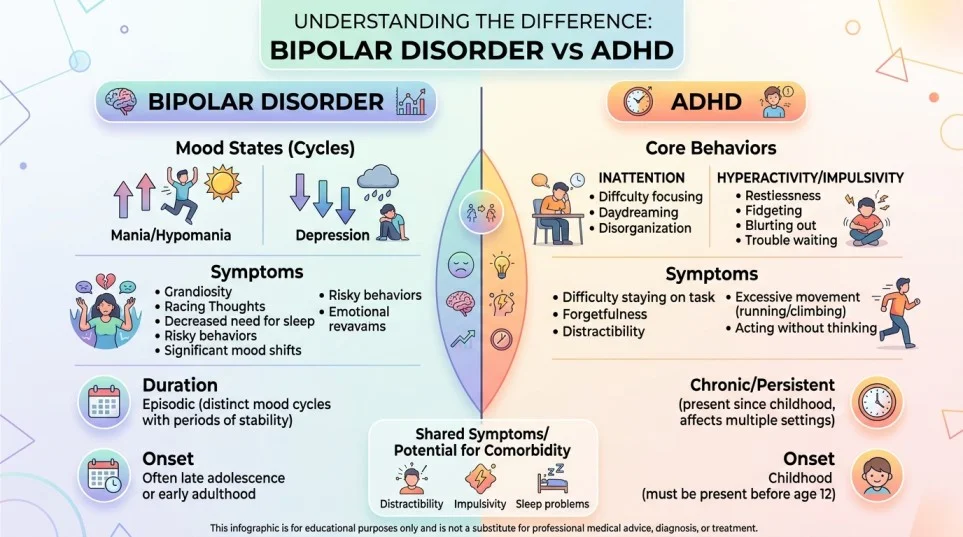 Difference Between Bipolar and ADHD