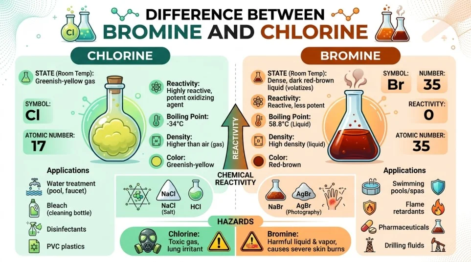 Difference Between Bromine and Chlorine