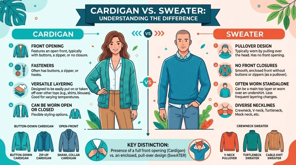 Difference Between Cardigan and Sweater