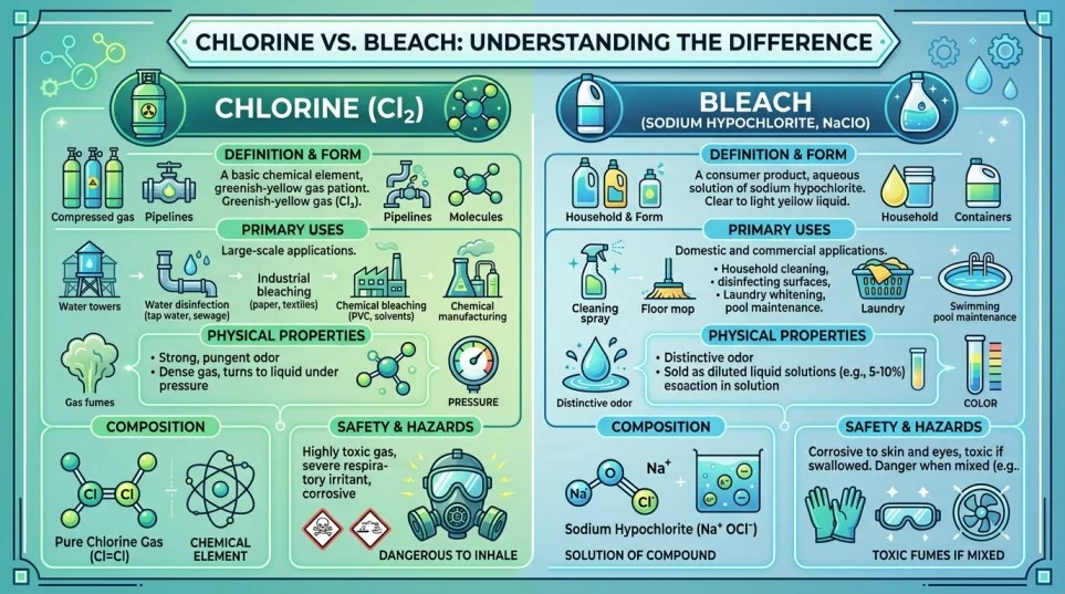 Difference Between Chlorine and Bleach
