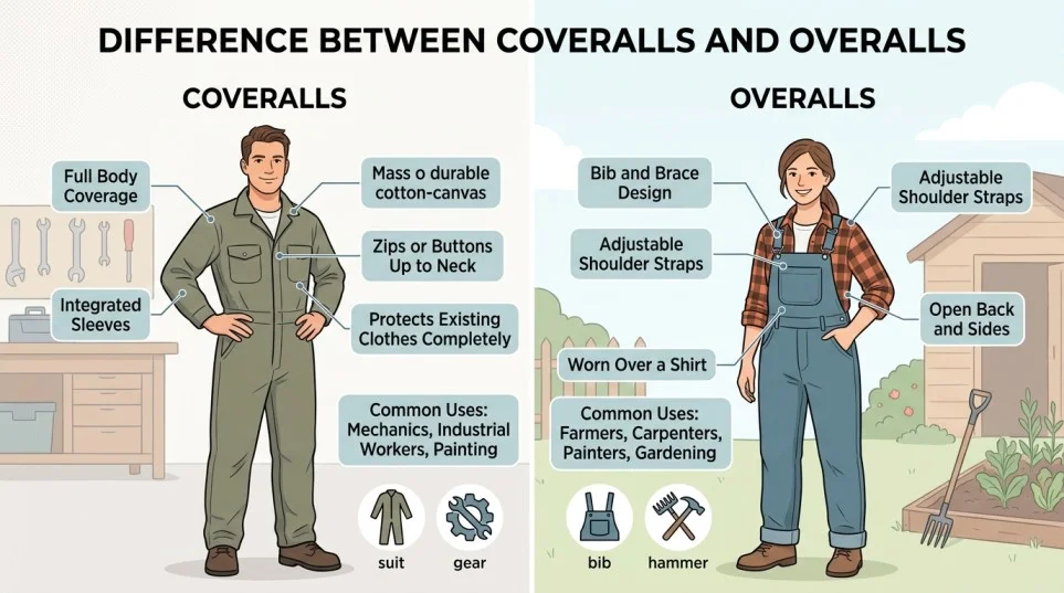 Difference Between Coveralls and Overalls