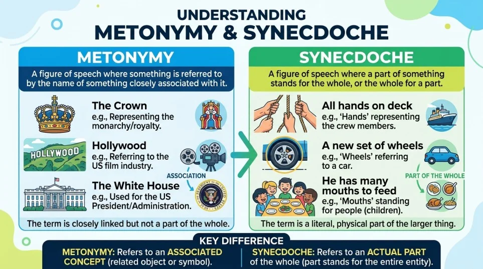 Difference Between Metonymy and Synecdoche