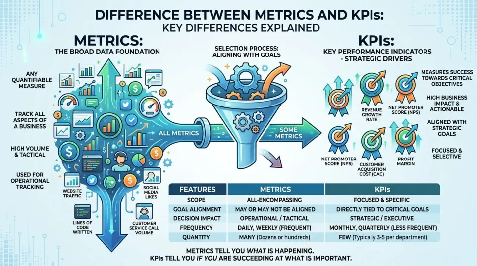 Difference Between Metrics and KPIs