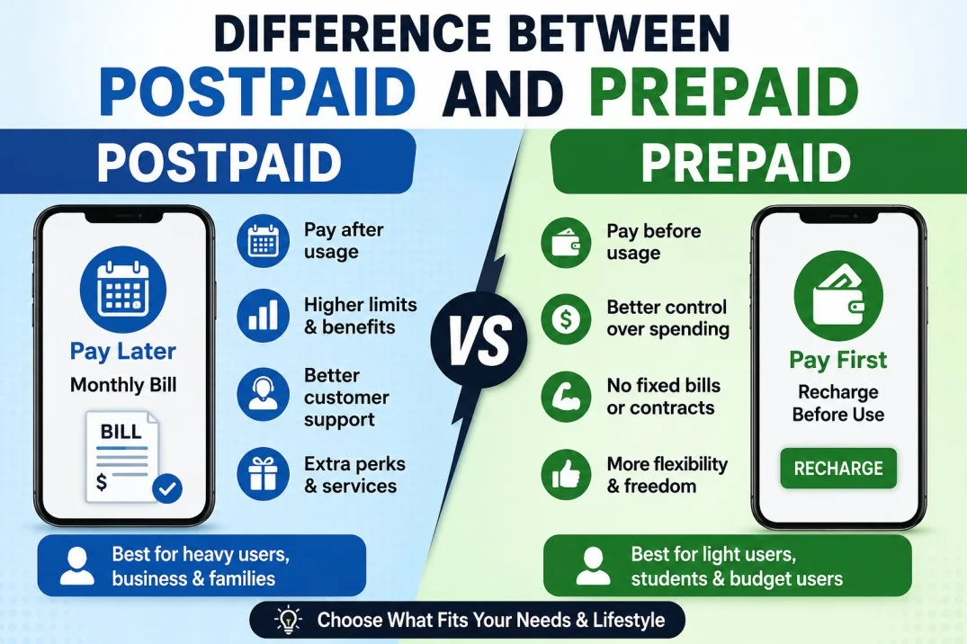 Difference Between Postpaid and Prepaid