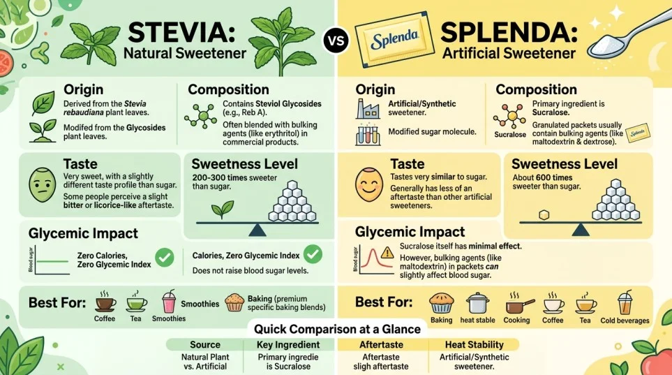 Difference Between Stevia and Splenda