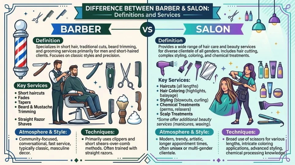 Difference Between Barber and Salon