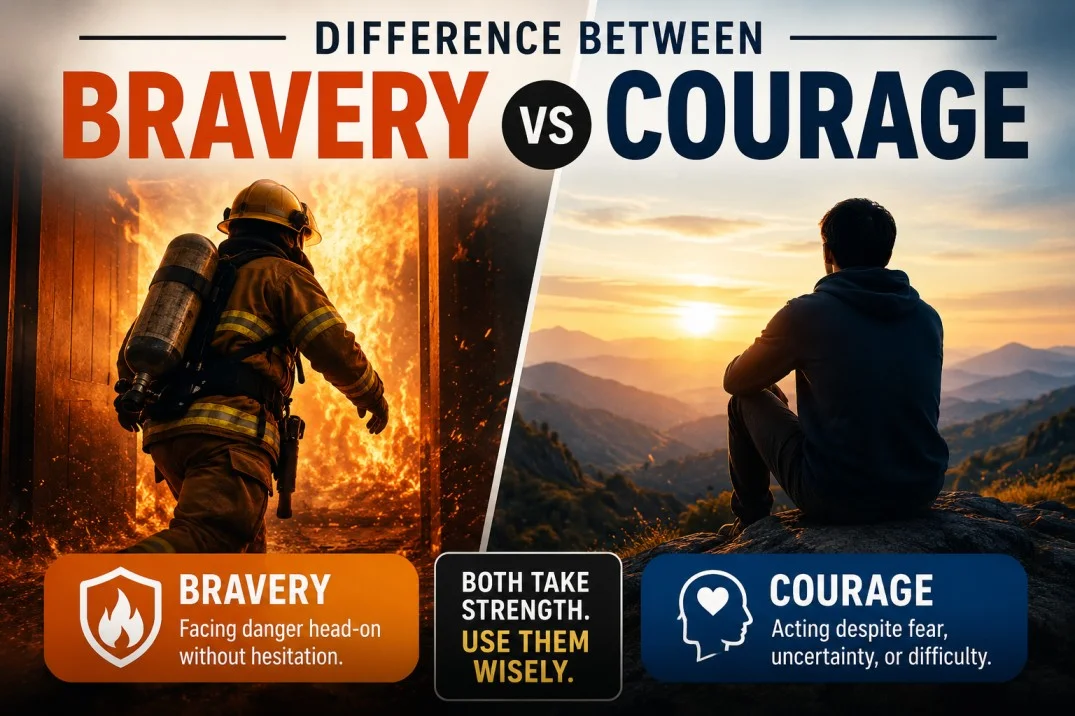 difference between bravery and courage