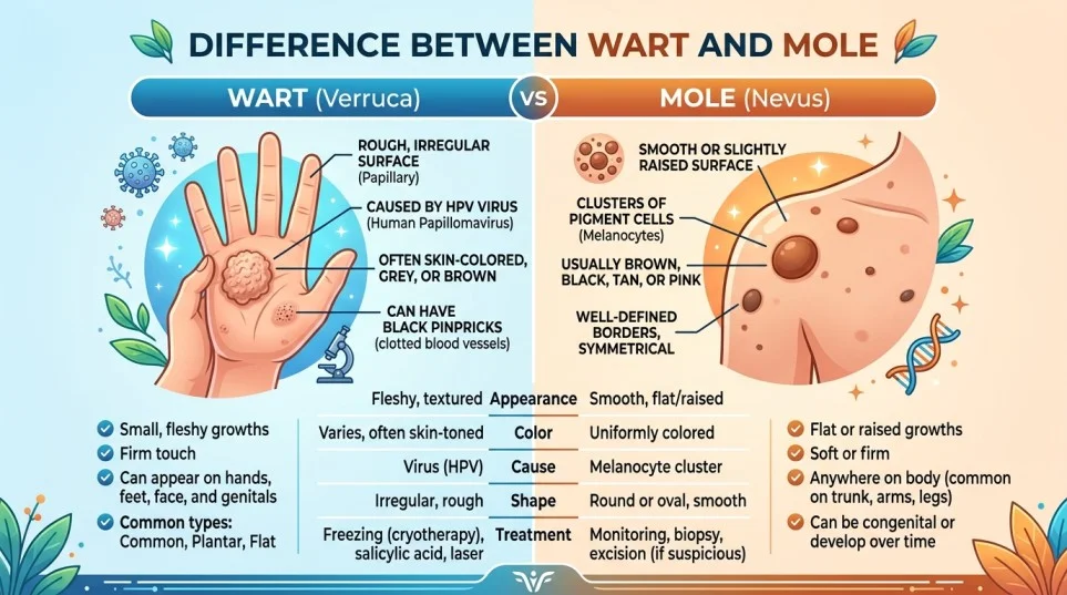 Difference Between Wart and Mole