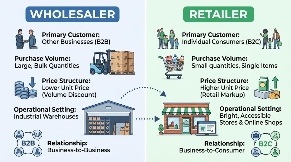 Difference Between Wholesaler and Retailer