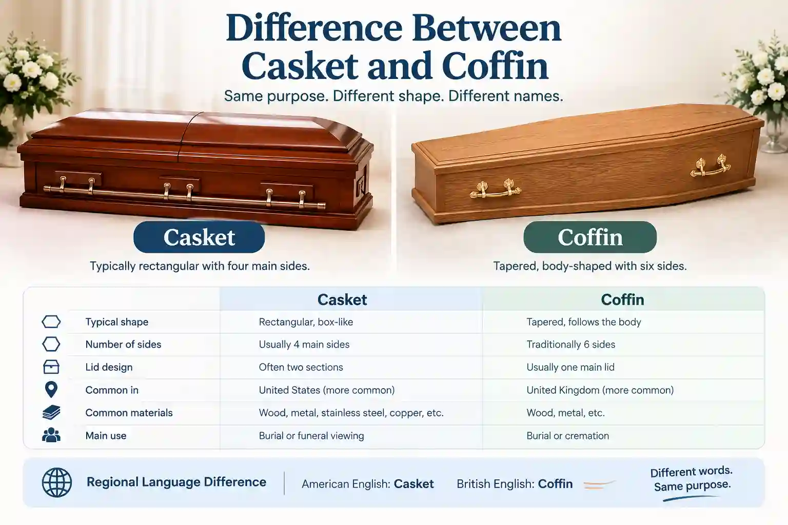 Difference Between Casket and Coffin