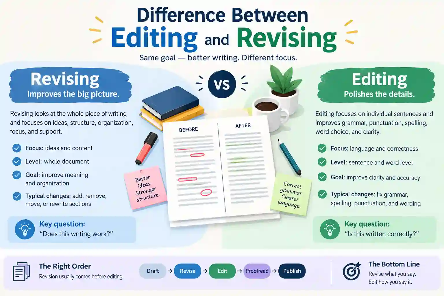 Difference Between Editing and Revising