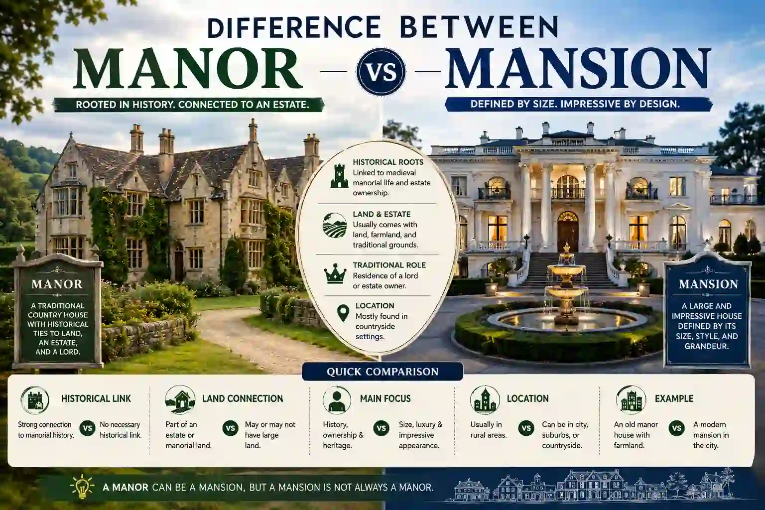 Difference Between Manor and Mansion